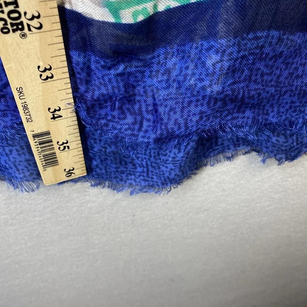 NWT‎ Vera Bradley Soft Fringe Scarf Women OS Blue Santiago Floral Chic Vacation